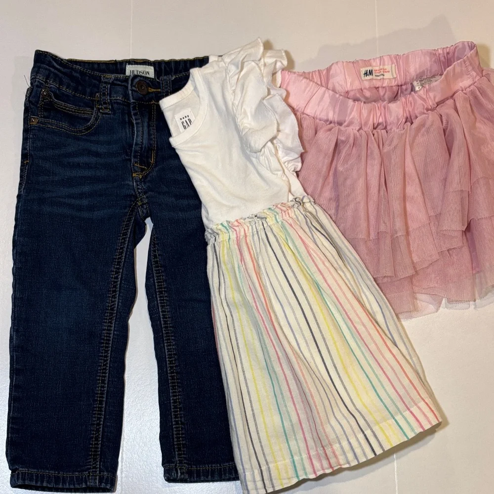 Hudson Baby Dark Blue Kids Jeans Bundle Bayb Gap dress H&M tutu skirt